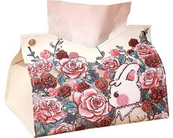 Schattige Kleenex zakdoekhouder van PU-leer | Cosmetica doos 19 x 14 x 12 cm | Thuis, hotel, restaurant, badkamer, kantoor, auto | Delicaat decoratief | Nederlandstalige titel optimalisatie