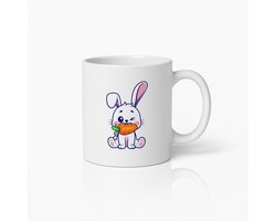 Schattige Knipogende Konijn met Wortel Mok – Leuk Dieren Koffiebeker Cadeau