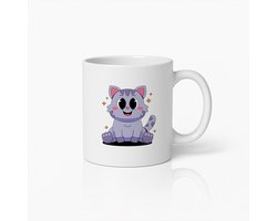 Schattige Paarse Kat Mok – Leuke Cartoon Kattenbeker voor Kattenliefhebbers & Kinderen