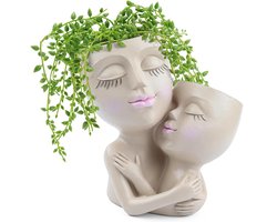 Schattige Plantenbak met Dubbel Gezicht - Bloempot met kunsthars Gezicht - Binnen en Buiten - 1 Stuk - Multicolor