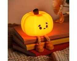 Schattige Pompoen Nachtlamp - Van Zachte Silicone, Veilig - Dimbaar via Aanraking, Oplaadbaar - Gezellig Slaapkamernachtlicht - Ook voor Halloween - Oranje - 1 stuk
