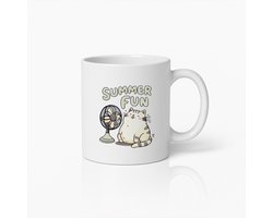 Schattige Summer Fun Kattenmok – Grappige Cartoon Koffiebeker voor Kattenliefhebbers