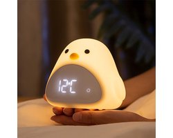 Schattige vogelwekker met nachtlampje, led-nachtlampje, USB-oplaadfunctie, cartoonklok, nachtlampje voor de slaapkamer en babykamer- Nachtlampje - Slaaptrainer - Leeslamp - Tafellamp - Bedlamp Kinderen - Digitale Alarmklok en Wekker - Lichtwekker - L