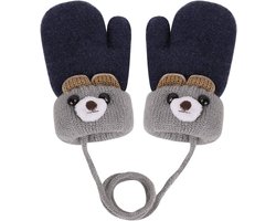 Schattige wanten voor baby's en peuters - geschikt voor zowel jongens als meisjes - warm voor de winter - trekkoord - fleece voering - 12*7cm -Donkerblauw