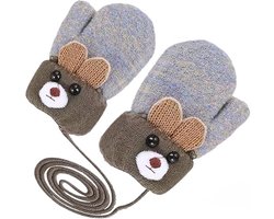 Schattige wanten voor baby's en peuters - geschikt voor zowel jongens als meisjes - warm voor de winter - trekkoord - fleece voering - 12*7cm -Grijs