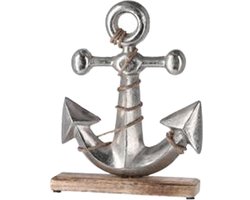 Scheep/schip anker beeld - 24 x 33 cm - maritieme home decoraties - aluminium - Woonstijl maritiem - Strand/zee woonaccessoires