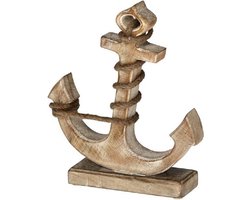 Scheep/schip anker beeld - 28 x 25 cm - maritieme home decoraties - mango hout - Woonstijl maritiem - Strand/zee woonaccessoires