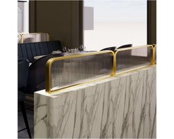 Scheidingswand Eetruimte - Bureauverdeler Glazen Wand - Privacy Creëren - Gestreept Glas - 30x60cm - Goud