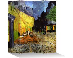 Scheidingswand Vier Paneel 160x180cm Katoen Vincent van Gogh Terras bij Nacht