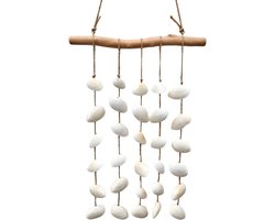 Schelp als muurdecoratie - Boho-windgong - Voor een kustsfeer - Handgemaakt van drijfhout - 30x43cm - Natuurlijk