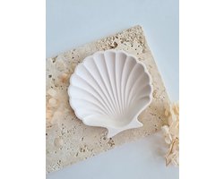 Schelp schaaltje wit 11x11 cm 100% Jesmonite - sieradenschaaltje - bonbonschaaltje -decoratie schaaltje