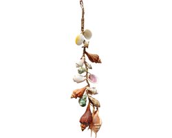 Schelpdecoratie – Schelpenhanger - Handgemaakte decoratie - Boho decoratie - Natuurlijke decoratie - Ecologische woondecoratie - Hangdecoratie natuur - Zee geïnspireerde decoratie - Tropische decoratie - Duurzame decoratie - Bohemian woonaccessoires