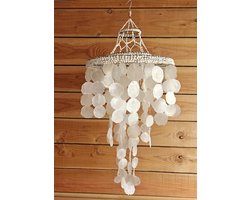 schelpenhanger Capiz 90CM! - Capiz - schelpen ornament - parelmoer hanger - natuurlijke hanger - schelpen - schelp - decoratiebohemian lamp - handgemaakte lamp - luxe hanglamp - tropische lamp - moderne hanglamp - schelpen hanglamp