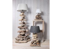 Schemerlamp uit drijfhout, H 45 cm. altijd uniek. Driftwood uit Indonesië