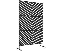 Scherm Tuinprivacy afscheiding multifunctioneel klimplanten steunrek 122x45x198cm Zwart sterke duurzame metalen constructie driehoek geometrisch patroon met frame hoge stabiliteit geschikt voor buiten balkon terras en tuin