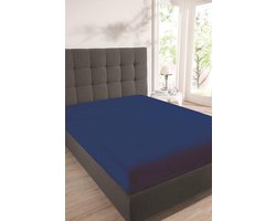 Schiesser Premium Hoeslaken – 95% Katoen/5% Elastaan – Onderlaken met elastiek – Geschikt voor boxspring en waterbed – 100x200 cm – Marine blauw