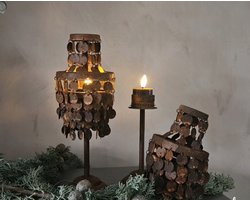 Schijfjes waxinelichthouder- sfeervol- stoer- sober- moederdag- woonaccessoires-trendy