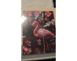 Schilderen op nummer- Roze Flamingo- schilderset Opgespannen canvasdoek