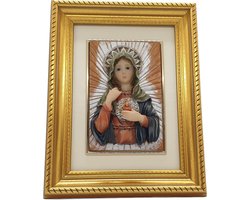 Schilderij 3d decoratie woonkamer of andere kamers – schilderijen gemaakt van polyresin materiaal 3D Maria afbeelding 17 x 22 x 4 cm | GerichteKeuze