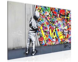 Schilderij Achter het Gordijn Kunstafdruk Fleece Canvas Muurdecoratie Huiskamer Slaapkamer