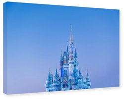 Schilderij Cinderella Castle Walt Disney World Nacht - Canvas op Frame 120x80 cm - Wanddecoratie Kasteel, Disney Castle