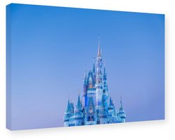 Schilderij Cinderella Castle Walt Disney World Nacht - Canvas op Frame 30x20 cm - Wanddecoratie Kasteel, Disney Castle