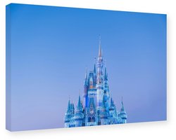 Schilderij Cinderella Castle Walt Disney World Nacht - Canvas op Frame 45x30 cm - Wanddecoratie Kasteel, Disney Castle