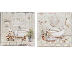 Schilderij DKD Home Decor Badkamers (2 Stuks) (20 x 3 x 20 cm)