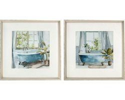 Schilderij DKD Home Decor Badkamers (2 Stuks) (32 x 2,5 x 32 cm)