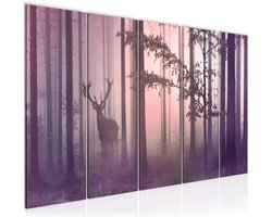 Schilderij Herten in het Woud - Fleece Canvas Wanddecoratie voor Huiskamer en Slaapkamer