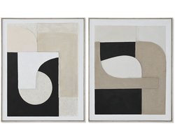 Schilderij Home ESPRIT Bruin Zwart Abstract Stads 82 x 3,8 x 102 cm (2 Stuks)