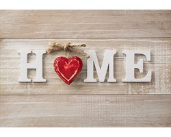 Schilderij - Home sweet home, print op canvas , Beige rood , 2 maten , Wanddecoratie