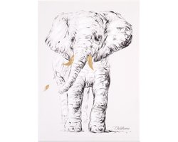 Schilderij - Olifant + Goud - 30x40 Cm