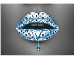 Schilderij Woonkamer - Canvas schilderij - LV Blue Lips - 60 x 90 cm - woonkamer of slaapkamer - blauw