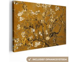 Schilderijen op canvas - Amandelbloesem goud 120x80 - Kamer decoratie accessoires - Vincent van Gogh schilderij woonkamer - Wanddecoratie slaapkamer - Muurdecoratie keuken - Wanddoek oude meesters - Woondecoratie huis - Woonaccessoires