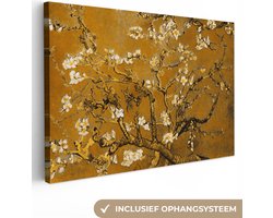 Schilderijen op canvas - Amandelbloesem goud 120x80 - Kamer decoratie accessoires - Vincent van Gogh schilderij woonkamer - Wanddecoratie slaapkamer - Muurdecoratie keuken - Wanddoek oude meesters - Woondecoratie huis - Woonaccessoires