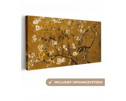 Schilderijen op canvas - Amandelbloesem goud 160x80 - Kamer decoratie accessoires - Vincent van Gogh schilderij woonkamer - Wanddecoratie slaapkamer - Muurdecoratie keuken - Wanddoek oude meesters - Woondecoratie huis - Woonaccessoires