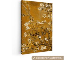 Schilderijen op canvas - Amandelbloesem goud 40x60 - Kamer decoratie accessoires - Vincent van Gogh schilderij woonkamer - Wanddecoratie slaapkamer - Muurdecoratie keuken - Wanddoek oude meesters - Woondecoratie huis - Woonaccessoires
