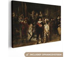 Schilderijen op canvas - De nachtwacht 120x80 - Kamer decoratie accessoires Amsterdam - Rembrandt van rijn schilderij woonkamer - Wanddecoratie slaapkamer - Muurdecoratie keuken - Wanddoek oude meesters - Woondecoratie - Woonaccessoires