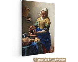 Schilderijen op canvas - Het melkmeisje 20x30 - Kamer decoratie accessoires - Johannes Vermeer schilderij woonkamer - Wanddecoratie slaapkamer - Muurdecoratie keuken - Wanddoek oude meesters interieur - Woondecoratie huis - Woonaccessoires