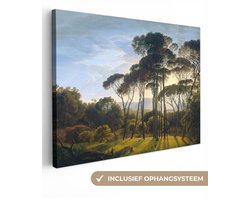 Schilderijen op canvas - Italiaans landschap met parasoldennen 160x120 - Kamer decoratie accessoires - Hendrik Voogd schilderij woonkamer - Wanddecoratie slaapkamer - Muurdecoratie keuken - Wanddoek oude meesters - Woondecoratie huis