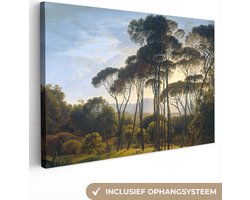 Schilderijen op canvas - Italiaans landschap met parasoldennen 30x20 - Kamer decoratie accessoires - Hendrik Voogd schilderij woonkamer - Wanddecoratie slaapkamer - Muurdecoratie keuken - Wanddoek oude meesters - Woondecoratie huis