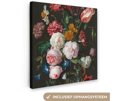 Schilderijen op canvas - Stilleven met bloemen Jan Davidsz. de Heem 20x20 - Kamer decoratie accessoires - Schilderij oude meesters woonkamer - Wanddecoratie slaapkamer - Muurdecoratie keuken - Wanddoek interieur - Woondecoratie huis