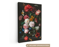 Schilderijen op canvas - Stilleven met bloemen Jan Davidsz. de Heem 90x140 - Kamer decoratie accessoires - Schilderij oude meesters woonkamer - Wanddecoratie slaapkamer - Muurdecoratie keuken - Wanddoek interieur - Woondecoratie huis