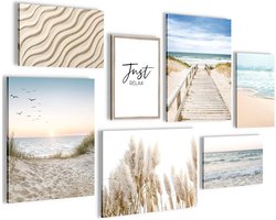 Schilderijen Set - KLAAR OM OP TE HANGEN - Foto Muur - Zee - 7 Delen - N004871a