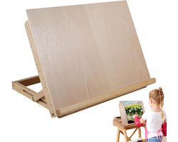 Schildersezel Tafelmodel - Tekenspullen Tekenbord - Artistiek Creëren - Wiebelvrij Ontwerp - 43x32x6 cm - Houtkleur