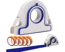 Schilderstape-applicator, professionele afplaktape-dispenser met schraper, set voor het aanbrengen van schilderstape, inclusief 5 rollen tape, geschikt voor schilderen, decoreren, muren, vloeren, enz. (Oranje)