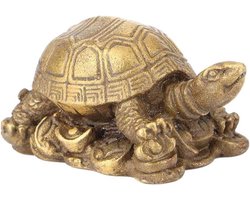 Schildpad Figuur van Messing en Koper - Feng Shui Decoratie - Ornament voor Thuis - Vintage Collectible
