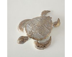 Schildpad- Polyserin- Goud - 42cm - Beeld - Decoratief - XL