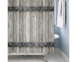 Schimmelbestendig Douchegordijn met Grijze Houtnerf - Sneldrogend en Wasbaar 180x200 cm